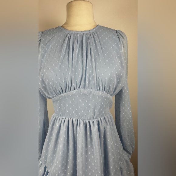 Long Sleeve Dotted Flowy Romantic Dress - Picture 8 of 8